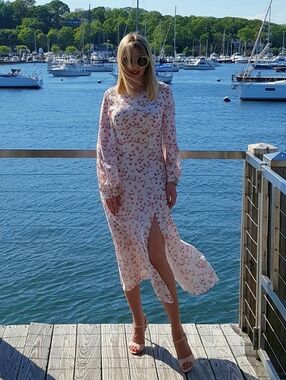 Women's Long Sleeve Midi Dress - Blush Pink